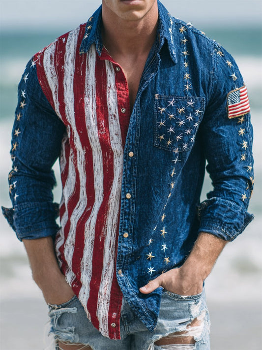 Men's Retro American 250th Anniversary Long-Sleeve Shirt