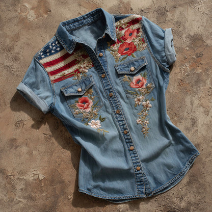 Vintage Poppy Memorial Day Short-Sleeve Shirt