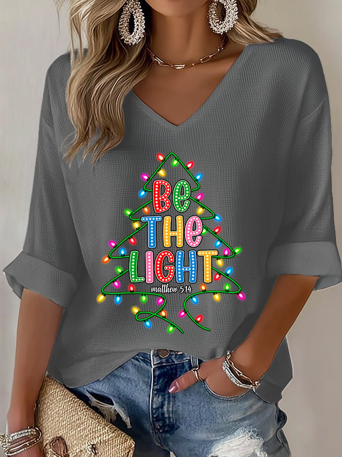 Women's Casual Printed Waffle Top