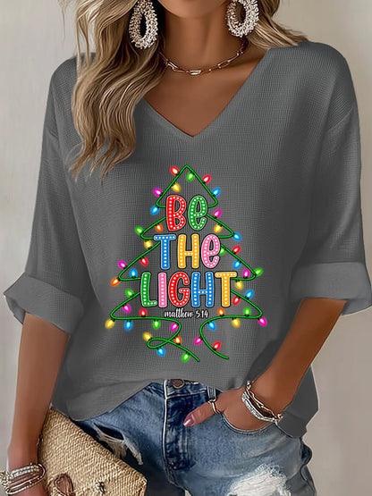 Women's Casual Printed Waffle Top