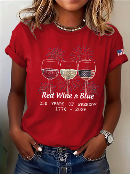 Women's Casual USA 250th Anniversary Print Short-Sleeve T-Shirt