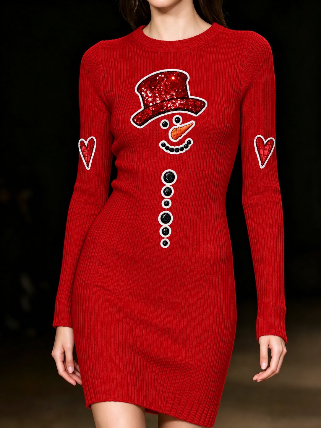 Women's Snowman-Print Knit Dress