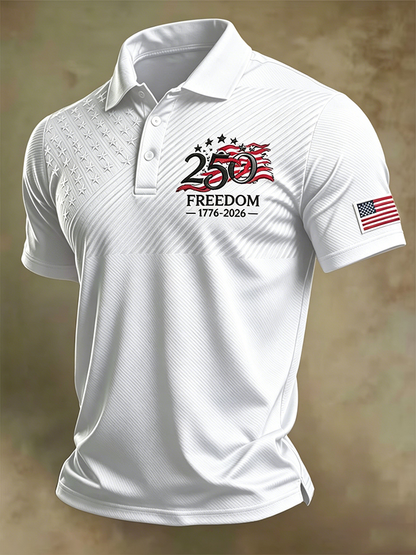 Men'S American Flag Print Casual Polo Shirt