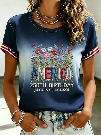 Women's 250th Anniversary  Flower Art  Print Top