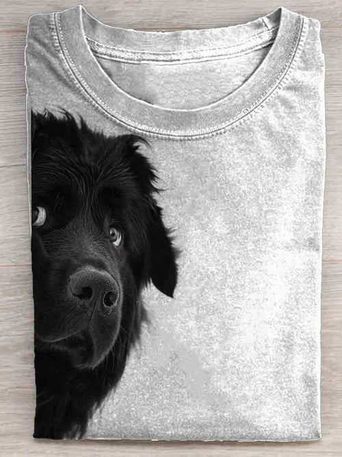 The Newfoundland Dog Is Looking At You Funny Dog Art Print T-shirt