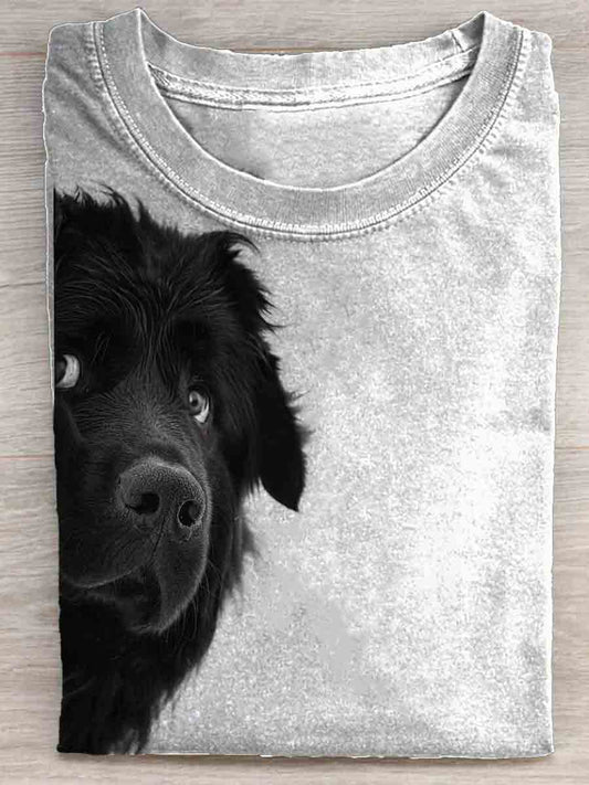 The Newfoundland Dog Is Looking At You Funny Dog Art Print T-shirt