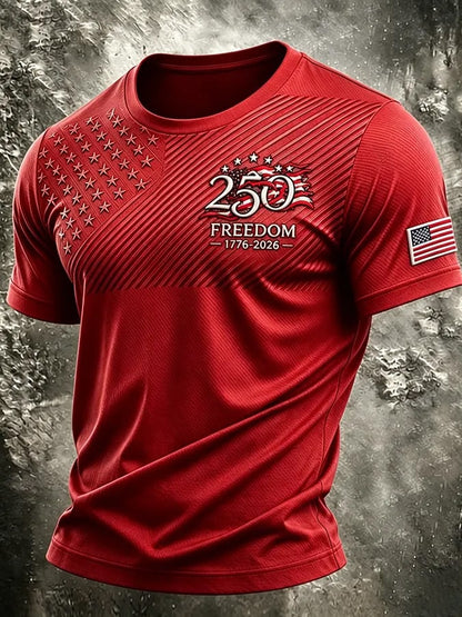 Men's Retro Independence Day Patriot Crew Neck T-Shirt