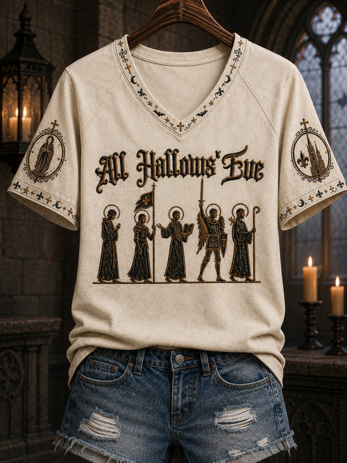 Women's All Hallows' Eve Printed V-neck T-shirt