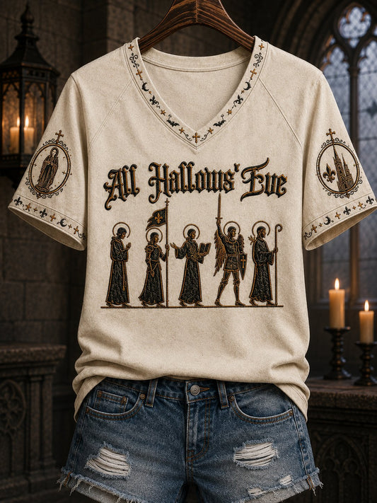 Women's All Hallows' Eve Printed V-neck T-shirt
