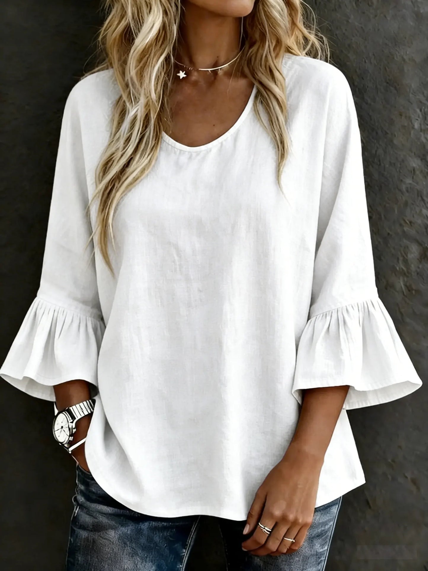 Women's Casual Solid Color Art Prints Cotton Shirt