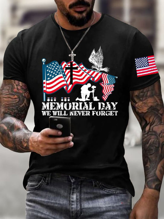 Men's Memorial Day Print Casual T-Shirt