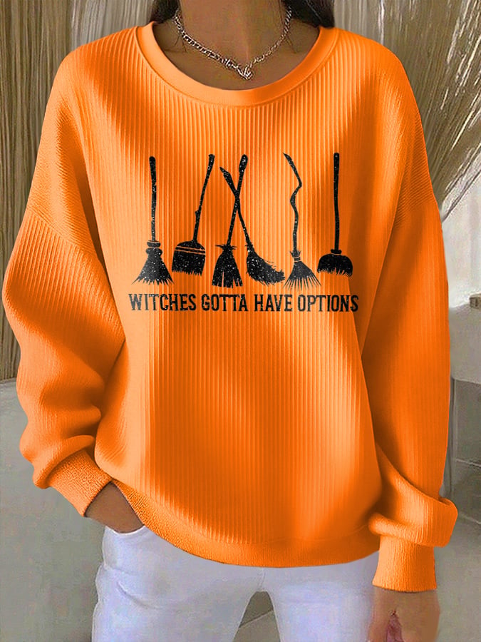 Women's Vintage Halloween Print Knit Long Sleeve Top