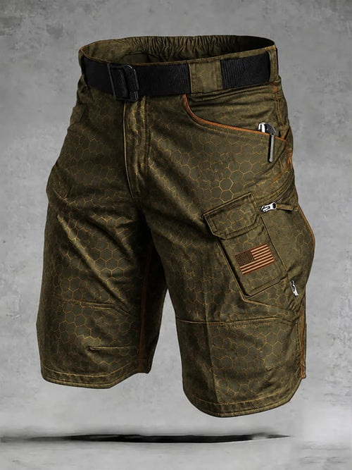 Men's Retro Patriotic Outdoor Multi-Pocket Functional Cargo Shorts