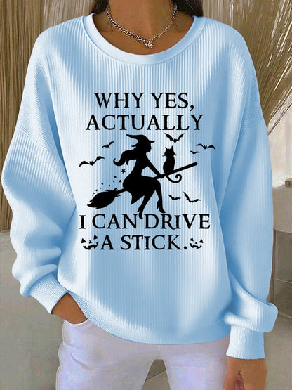 🔥HOT SALE🔥Women's Yes I Can Drive A Stick Print Round Neck Sweatshirt