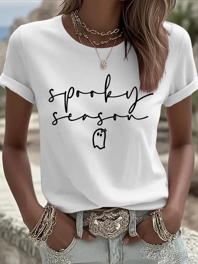 🔥HOT SALE🔥Women's Halloween Printed Round Neck T-Shirt