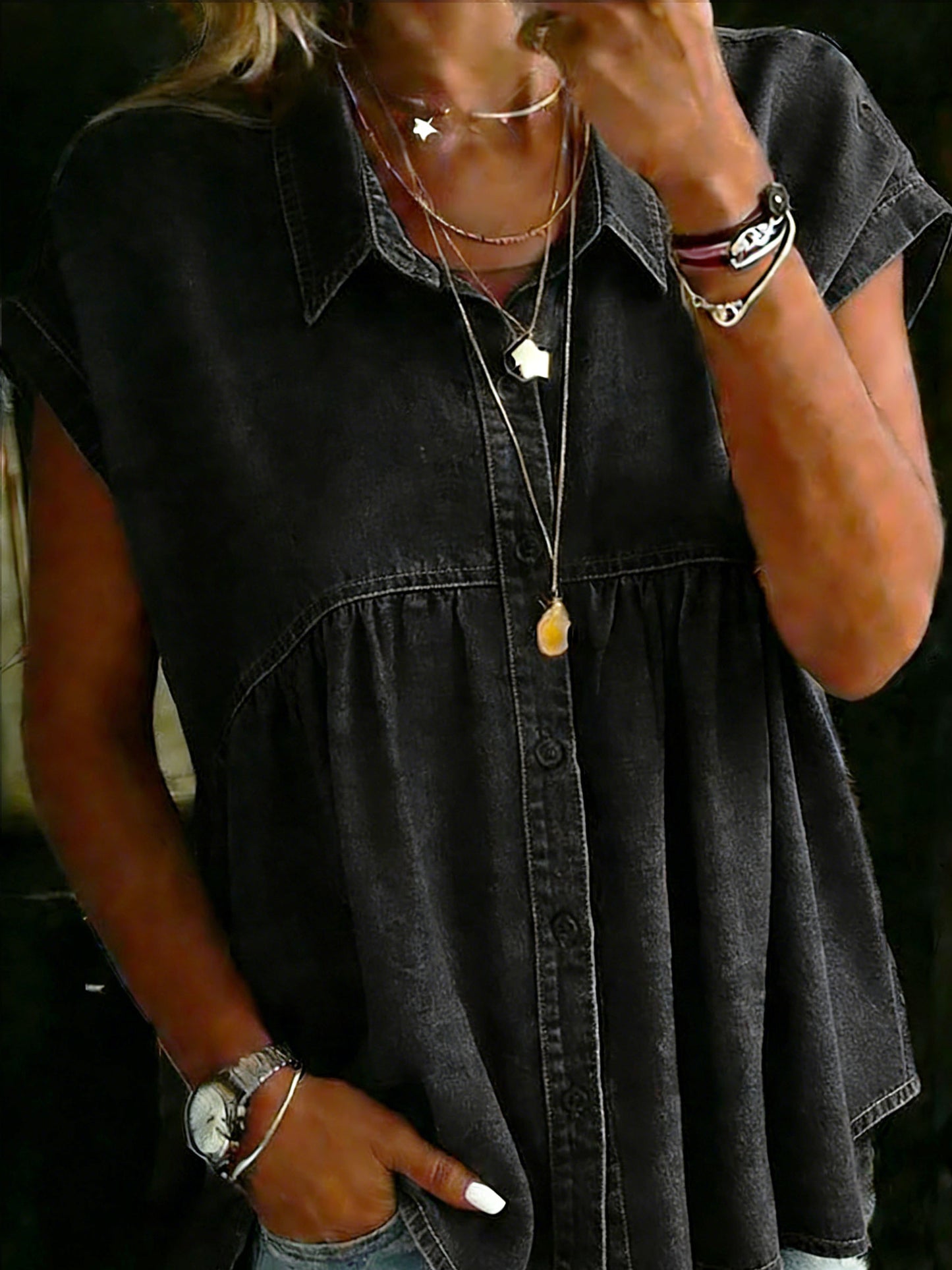 Women's Casual Denim Cotton Shirt