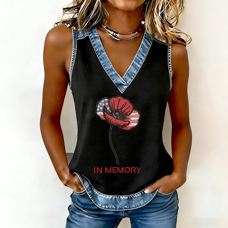 Women's Memorial Day Poppy Printed Tank Top