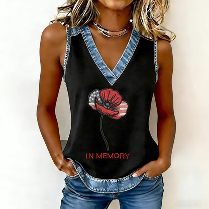 Women's Memorial Day Poppy Printed Tank Top
