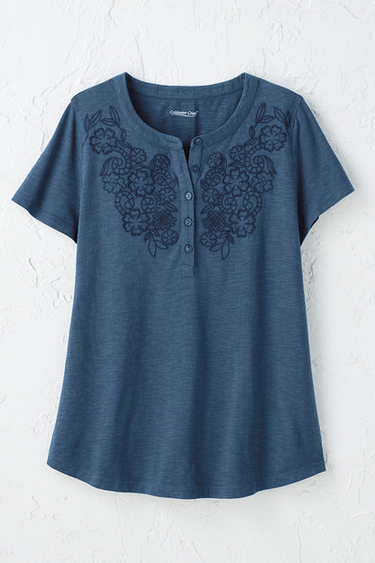 Open Mind Eyelet Henley