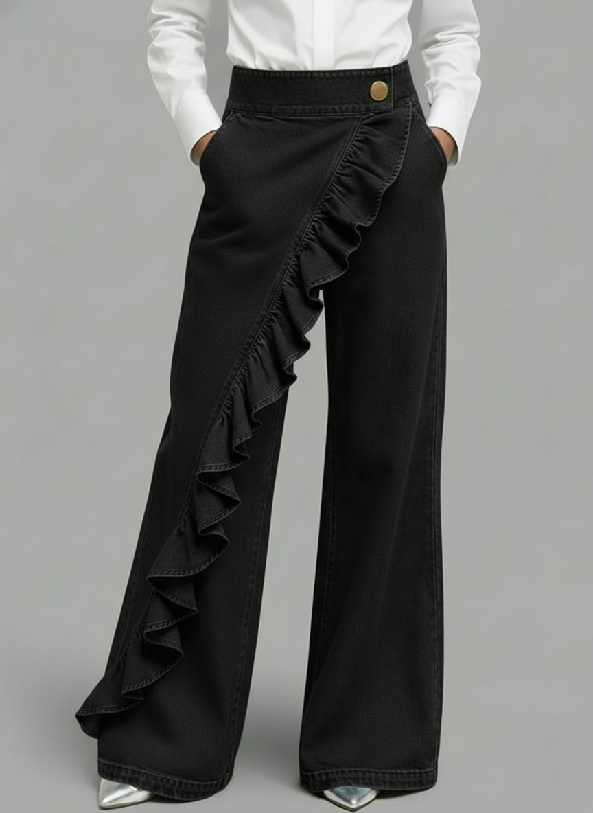 Side Ruffle Jeans Women's single ruffled jeans – Kaesylth