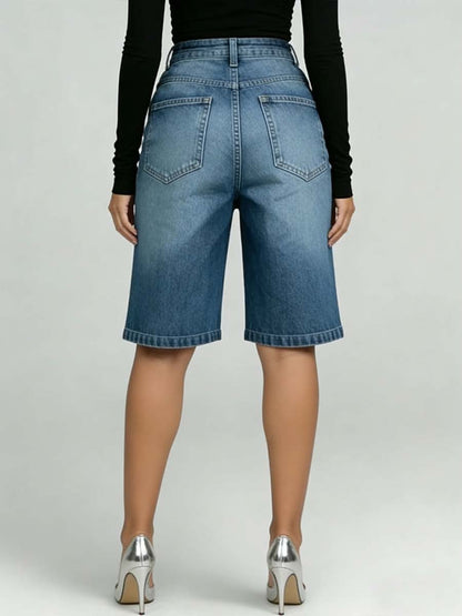 Women's High-waisted Casual Loose Denim Shorts