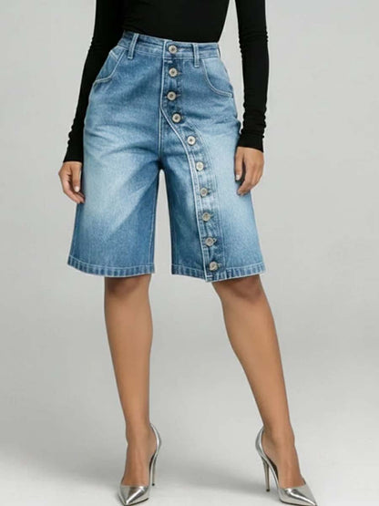 Women's High-waisted Casual Loose Denim Shorts