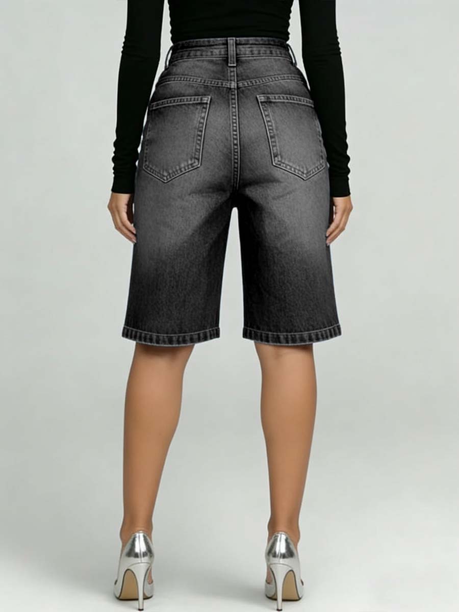 Women's High-waisted Casual Loose Denim Shorts