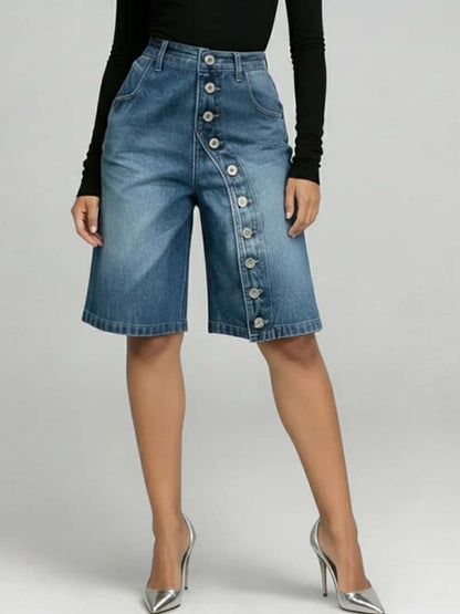 Women's High-waisted Casual Loose Denim Shorts