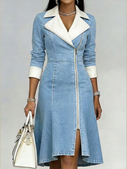 Women's Slim-fit Patchwork Denim Dress