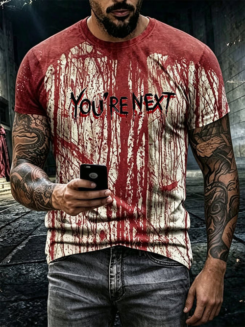 Men's "You're Next" Halloween Bloody Gothic Style Casual T-shirt