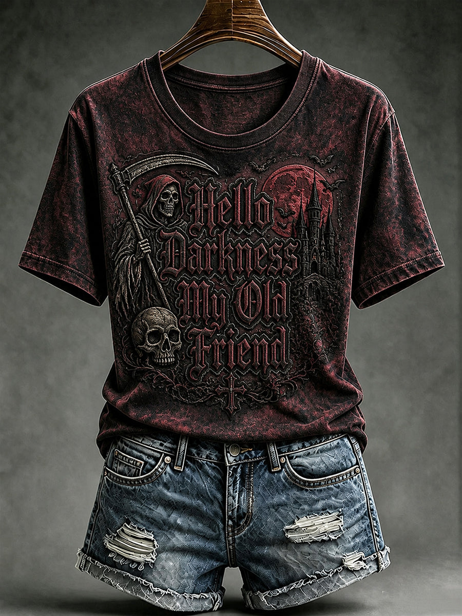 Women's Hello Darkness My Old Friend Print T-shirt