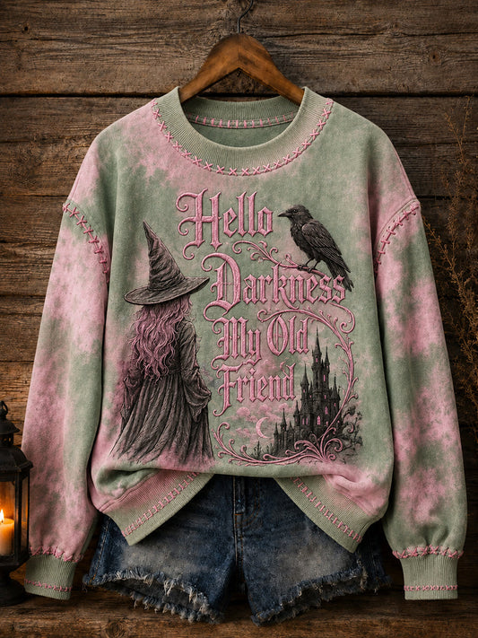 Women’s Hello Darkness My Old Friend Halloween Print Sweatshirt