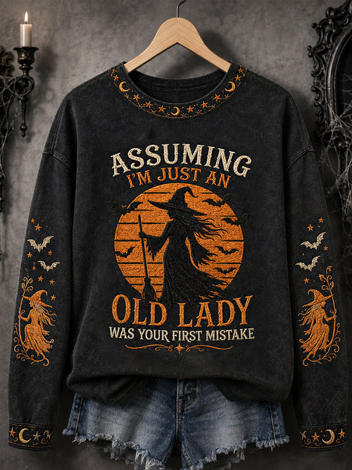Women's Funny Halloween Witch Print Casual Sweatshirt
