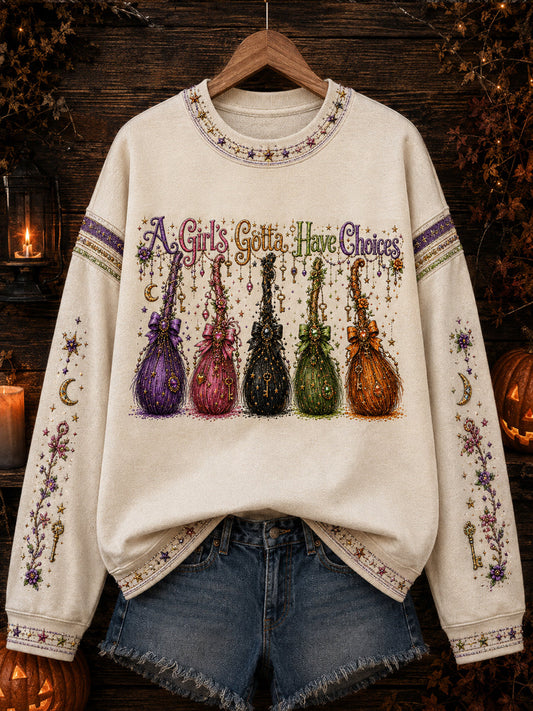 Women's Halloween “A GIRL'S GOTTA HAVE OPTIONS” Print Sweatshirt