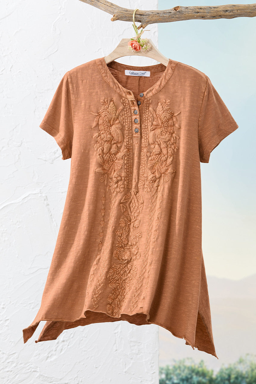 Tonal Embroidered Swing Tee