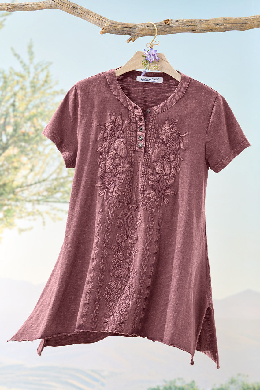 Tonal Embroidered Swing Tee