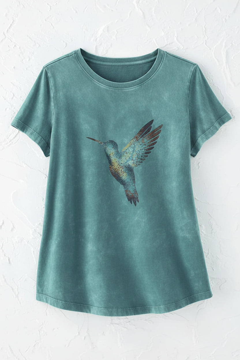 Vintage-Wash Hummingbird Tee