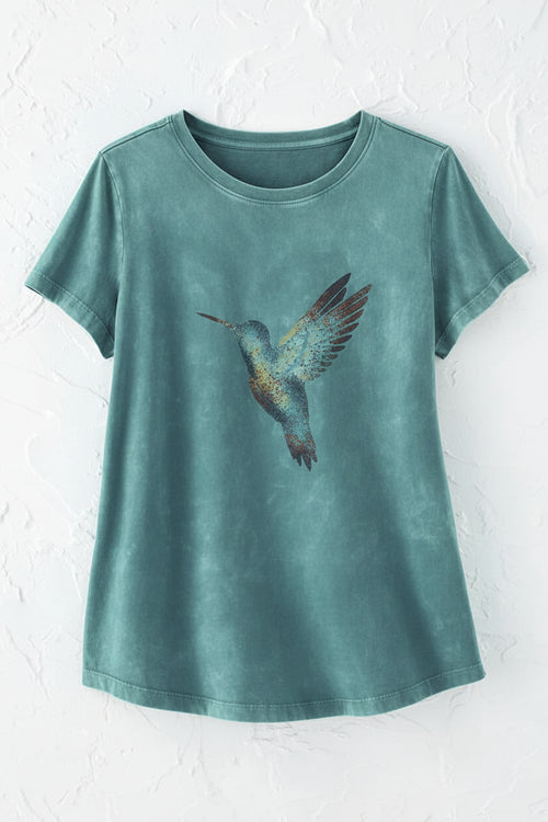 Vintage-Wash Hummingbird Tee