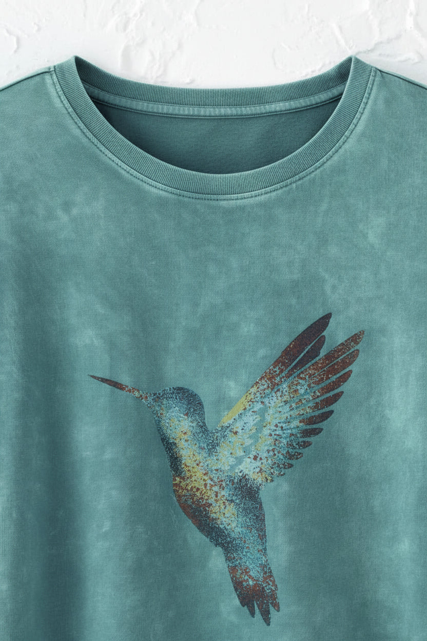 Vintage-Wash Hummingbird Tee