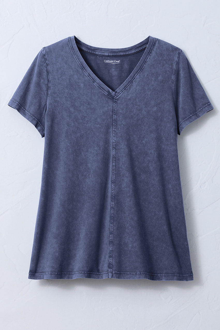 Vintage-Wash V-Neck Tee